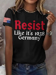 Women's Retro Resist Like It's 1938 Germany Print T-Shirt - gracestitchs