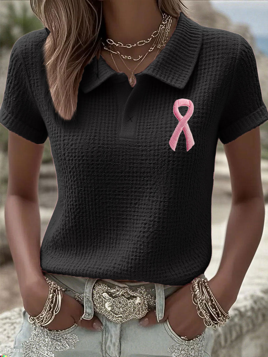 Women's Breast Cancer Pink Waffle Ribbon Tops gracestitchs