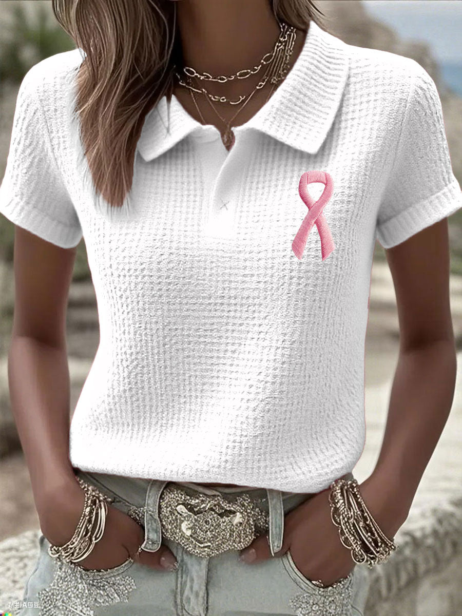 Women's Breast Cancer Pink Waffle Ribbon Tops gracestitchs