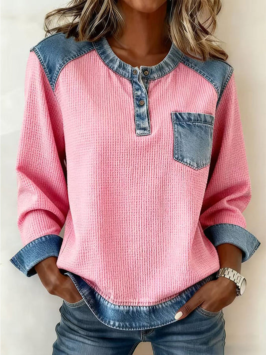 Women's Fashion Patchwork Design Cozy Top gracestitchs