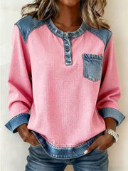 Women's Fashion Patchwork Design Cozy Top gracestitchs