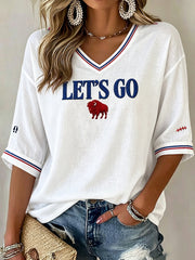 Women's Football Lover Bulls BUF Art Printed Linen T-shirt gracestitchs