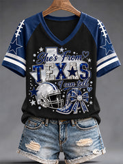 Women's Football Gameday Gift For Football Fans Casual V-Neck Tee gracestitchs