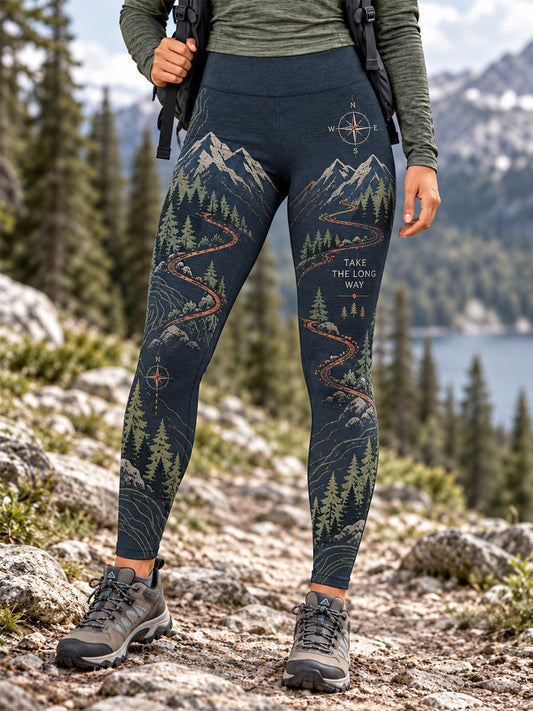 Women's Wilderness Trail Print Hike Lovers Leggings gracestitchs