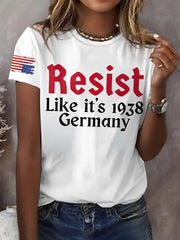 Women's Retro Resist Like It's 1938 Germany Print T-Shirt - gracestitchs