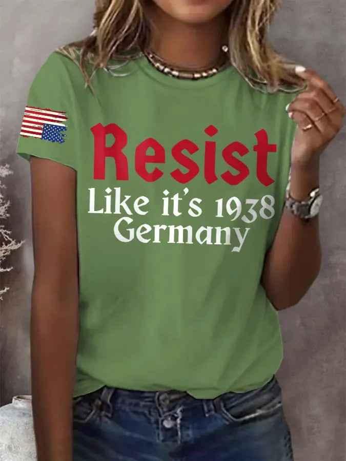 Women's Retro Resist Like It's 1938 Germany Print T-Shirt