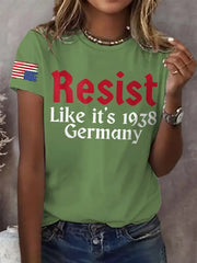 Women's Retro Resist Like It's 1938 Germany Print T-Shirt - gracestitchs