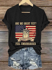 Women's Are We Great Yet? Print V-Neck T-Shirt