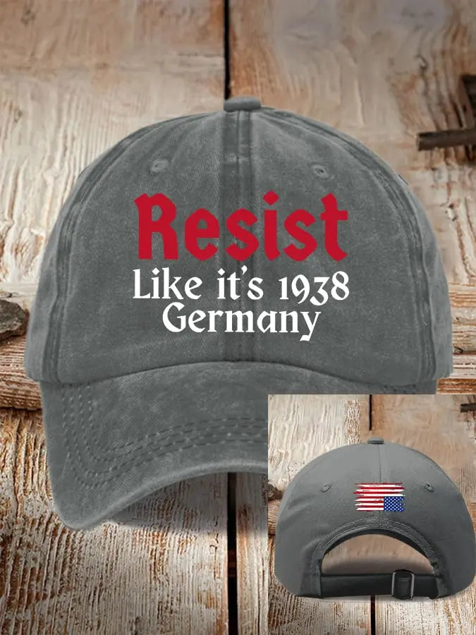 Unisex Retro Resist Like It's 1938 Germany Print Baseball Cap - gracestitchs