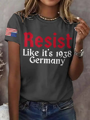 Women's Retro Resist Like It's 1938 Germany Print T-Shirt - gracestitchs