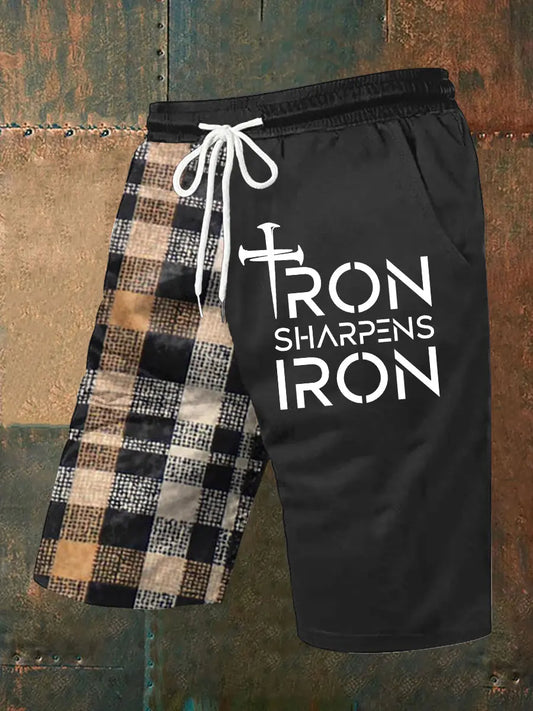 Men's Iron Sharpens Iron Printed Casual Shorts prairieply