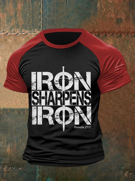 Men's Iron Sharpens Iron Christian Casual Tee - gracestitchs