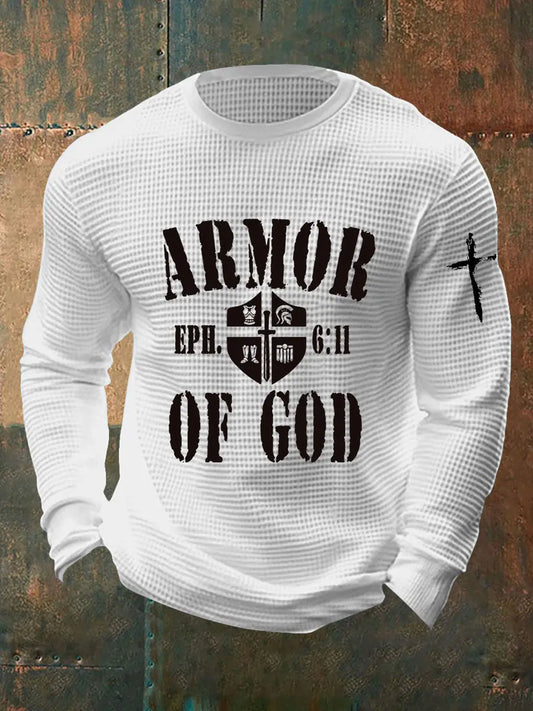 Men's Armor Of God Waffle Print Long Sleeve T-Shirt prairieply