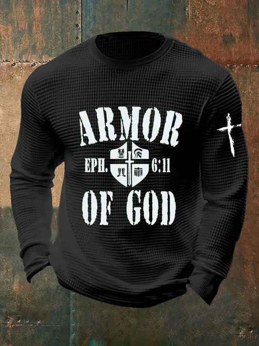 Men's Armor Of God Waffle Print Long Sleeve T-Shirt prairieply