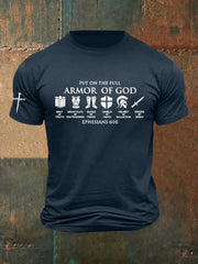 Men's Armor Of God Faith Cross Printed Casual Short Sleeves T-shirt - gracestitchs