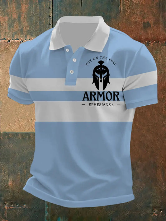 Men's Put On The Full Armor Short Sleeve Polo Shirt - gracestitchs