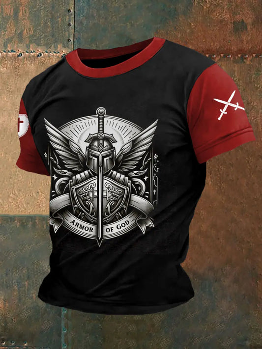 Men's Armor Of God Print Casual Tee prairieply