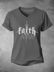Women's Faith Over Fear Printed Casual T-Shirt