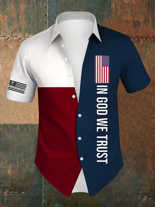 Men's In God We Trust Printed Short Sleeve Shirt - gracestitchs