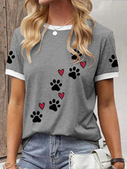 Women's Caring For Animals Paws Print T-shirt