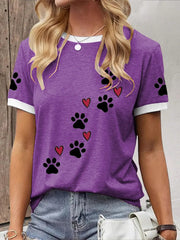 Women's Caring For Animals Paws Print T-shirt