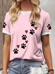 Women's Caring For Animals Paws Print T-shirt