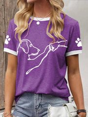 Women's Caring For Animals Dog High Fives Print T-shirt