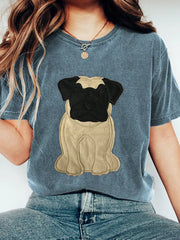 Women's Lovely Dog Patchwork Art Vintage T-Shirt