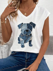 Women's Cute Dog Pattern Patchwork Art Tank Top