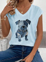Women's Cute Dog Pattern Patchwork Art Tank Top