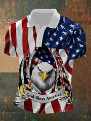 Men's Independence Day American Flag Eagle Short Sleeve Top