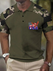 Men's Independence Day American Flag Embroidered Patch Top