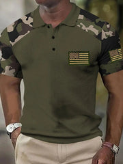 Men's Independence Day American Flag Embroidered Patch Top