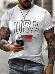 Men's USA Flag Printed Casual T-Shirt