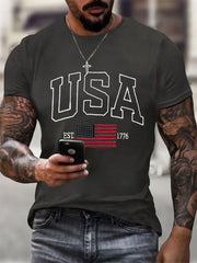 Men's USA Flag Printed Casual T-Shirt