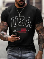 Men's USA Flag Printed Casual T-Shirt