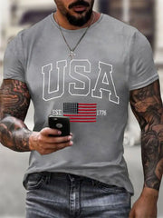 Men's USA Flag Printed Casual T-Shirt