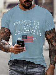 Men's USA Flag Printed Casual T-Shirt
