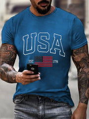 Men's USA Flag Printed Casual T-Shirt