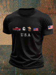 Men's USA Icons Embroidered Casual T-Shirt
