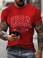 Men's USA Flag Printed Casual T-Shirt
