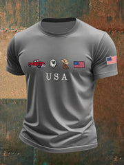 Men's USA Icons Embroidered Casual T-Shirt