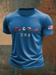 Men's USA Icons Embroidered Casual T-Shirt
