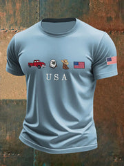Men's USA Icons Embroidered Casual T-Shirt