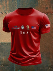 Men's USA Icons Embroidered Casual T-Shirt