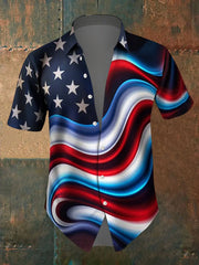Men's Independence Day Flag Print short sleeve shirt