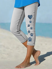 Women's denim paw leggings