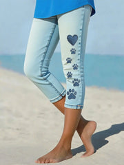 Women's denim paw leggings