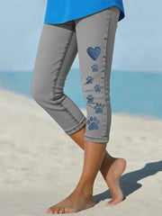 Women's denim paw leggings