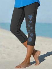 Women's denim paw leggings